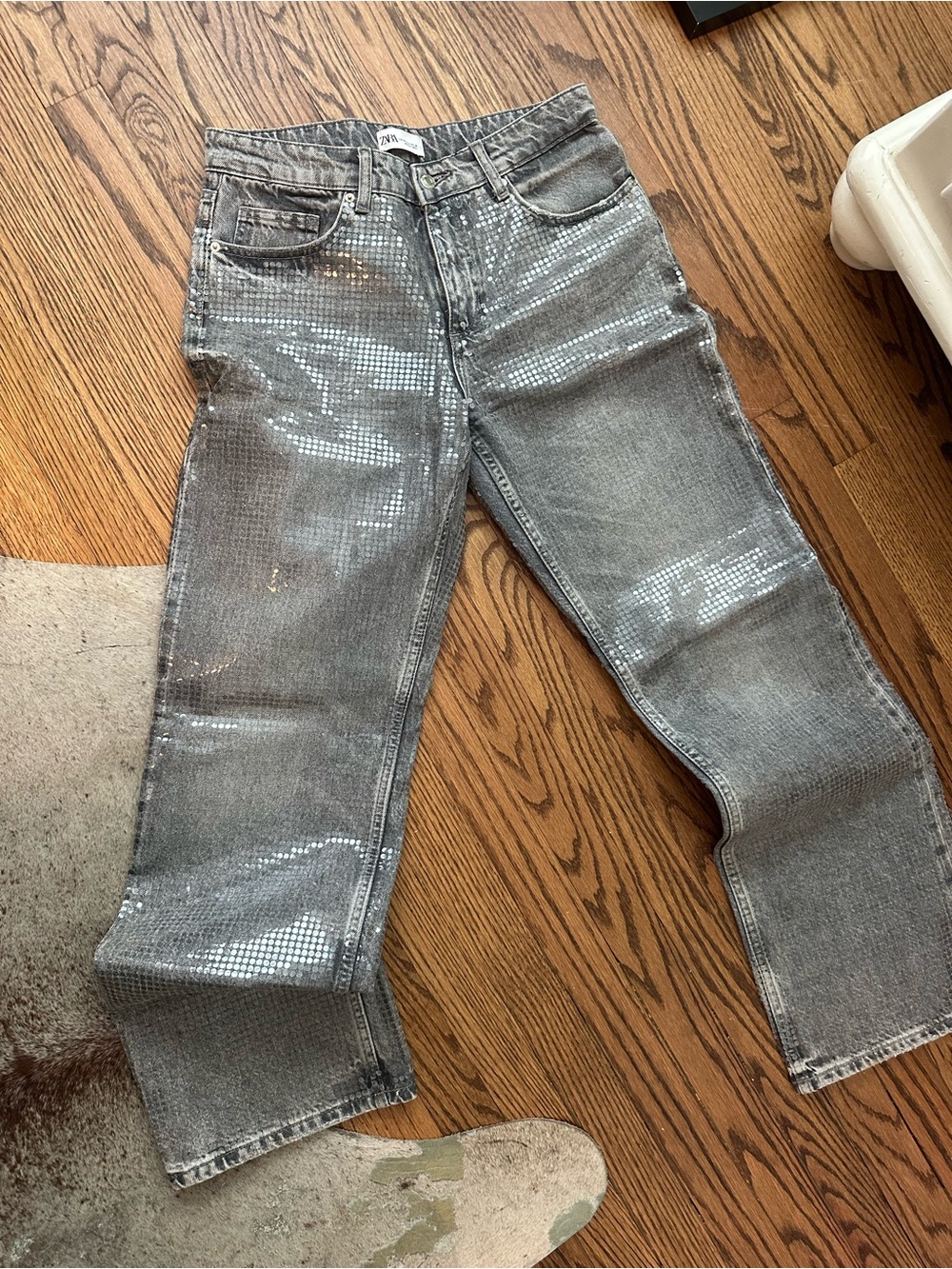 Gray Sequined Jeans